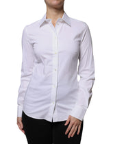 Dolce & Gabbana White Cotton Collared Long Sleeves Shirt Top -   -  Dolce & Gabbana.